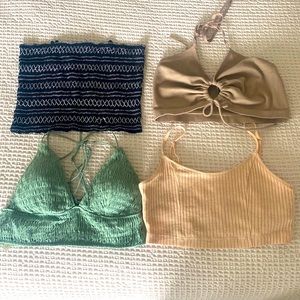 4 Bralettes Brands American Eagle, Forever 21, Pink, Aerie Size Medium